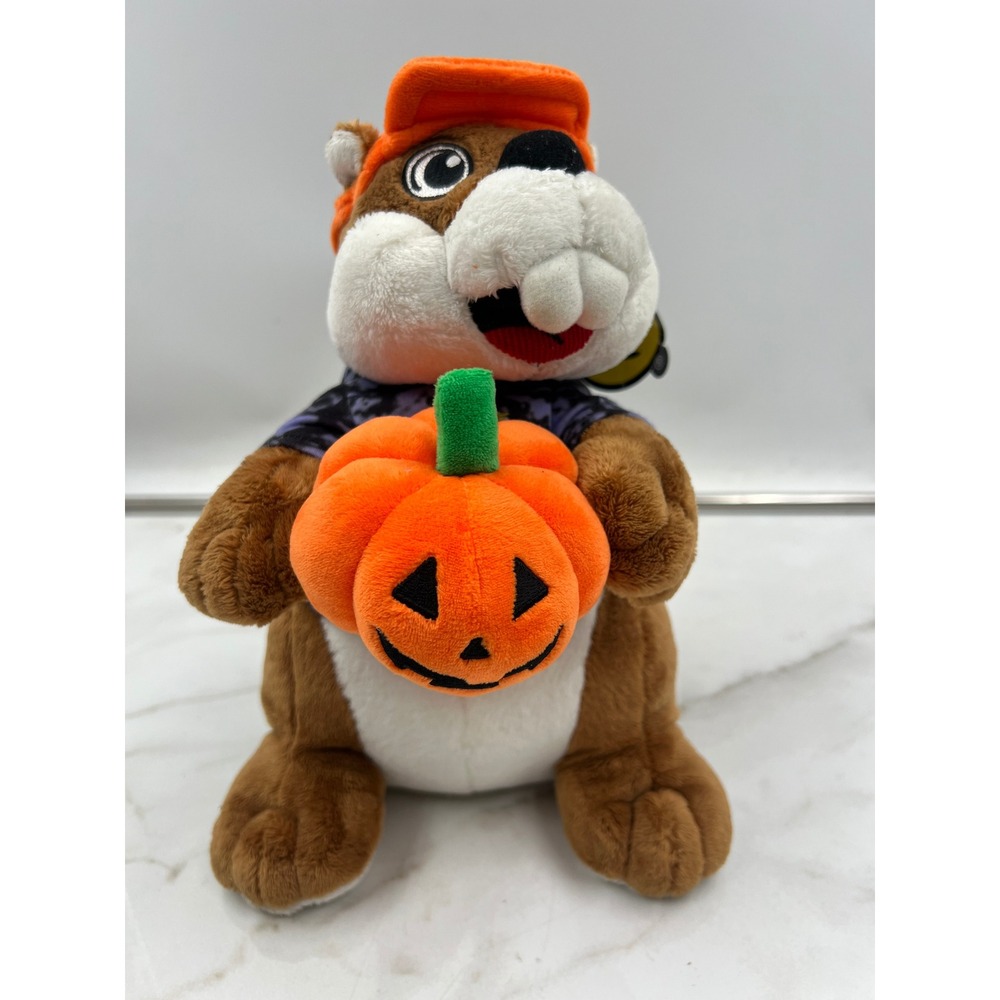 Buc-ee's Halloween Plush Beaver Hey Boo Ghost Shirt Pumpkin Jack-O-Lantern 9"